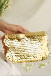 Buy_Ozel_Gold Embellished Sequin Studded Clutch_at_Aza_Fashions
