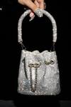 Buy_Ozel_Silver Embellished Hotflix Rhinestone Studded Bucket Bag_Online_at_Aza_Fashions