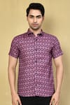 Arihant Rai Sinha_Pink Lycra Printed Geometric Shirt _Online_at_Aza_Fashions