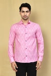 Arihant Rai Sinha_Pink Cotton Printed Floral Shirt _Online_at_Aza_Fashions