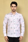 Arihant Rai Sinha_Pink Cotton Printed Geometric Button Placket Shirt _Online_at_Aza_Fashions