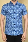 Buy_Arihant Rai Sinha_Blue Cotton Printed Floral Shirt _Online_at_Aza_Fashions