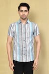 Buy_Arihant Rai Sinha_Multi Color Cotton Printed Geometric Stripe Shirt_Online_at_Aza_Fashions