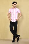 Buy_Arihant Rai Sinha_Pink Lycra Printed Stripe Shirt _at_Aza_Fashions