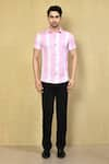 Buy_Arihant Rai Sinha_Pink Lycra Printed Stripe Shirt _Online_at_Aza_Fashions