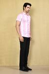 Arihant Rai Sinha_Pink Lycra Printed Stripe Shirt _at_Aza_Fashions