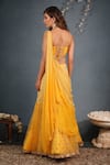 Shop_Saaj by Ankita_Yellow Georgette Embroidered Zari Work Pre-draped Lehenga Saree With Blouse _at_Aza_Fashions