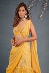 Buy_Saaj by Ankita_Yellow Georgette Embroidered Zari Work Pre-draped Lehenga Saree With Blouse _Online_at_Aza_Fashions