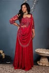 Buy_Saaj by Ankita_Red Pre-draped Anarkali-gown Saree _at_Aza_Fashions