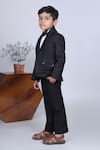 Shop_Little Brats_Black Cotton, Satin, Viscose Double Panel Tuxedo Pant Set _Online_at_Aza_Fashions