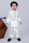 Little Brats_White Cotton Zari Embroidered Kurta And Dhoti Pant Set _Online_at_Aza_Fashions