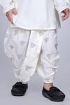 Buy_Little Brats_White Cotton Zari Embroidered Kurta And Dhoti Pant Set _Online_at_Aza_Fashions