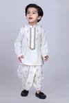 Little Brats_White Cotton Zari Embroidered Kurta And Dhoti Pant Set _at_Aza_Fashions