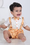 Buy_Little Brats_Orange Katan Silk Printed Carrot Shirt And Pant Set_at_Aza_Fashions