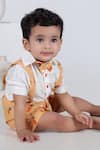 Buy_Little Brats_Orange Katan Silk Printed Carrot Shirt And Pant Set_Online_at_Aza_Fashions