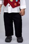 Buy_Little Brats_White Cotton, Satin, Rayon Embroidery, Applique Shirt Set With Printed Waistcoat _Online_at_Aza_Fashions