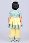 Shop_Little Brats_Yellow Modal, Satin, Silk Zari, Embroidery Floral Print Kurta And Palazzo Set _at_Aza_Fashions