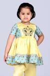 Buy_Little Brats_Yellow Modal, Satin, Silk Zari, Embroidery Floral Print Kurta And Palazzo Set _Online_at_Aza_Fashions