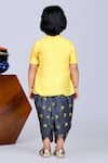 Shop_Little Brats_Yellow Cotton, Silk Embroidery, Mirrors Peplum Top And Dhoti Pant Set _at_Aza_Fashions