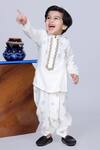 Buy_Little Brats_White Cotton Zari Embroidered Kurta And Dhoti Pant Set _at_Aza_Fashions