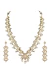 Shop_ChhavI'S Jewels_White Diamonds, Pearls, Stones And Kundan Embellished Long Necklace Set _at_Aza_Fashions
