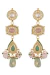 Shop_ChhavI'S Jewels_Multi Color Stones, Pearls, Diamonds Kundan And Embellished Dangler Earrings _at_Aza_Fashions