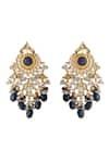 Shop_Chhavi's Jewels_Blue Pearls Embellished Kundan And Stone Chandbalis _at_Aza_Fashions