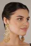 Buy_Chhavi's Jewels_Yellow Kundan Embellished Layered Dangler Earrings _at_Aza_Fashions