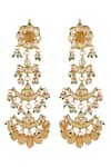 Shop_Chhavi's Jewels_Yellow Kundan Embellished Layered Dangler Earrings _at_Aza_Fashions