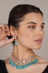 Buy_ChhavI'S Jewels_Blue Stones, Pearls, Diamonds Kundan Embellished Choker Necklace Set_at_Aza_Fashions