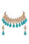 Shop_ChhavI'S Jewels_Blue Stones, Pearls, Diamonds Kundan Embellished Choker Necklace Set_at_Aza_Fashions