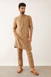 Buy_Son Of A Noble Snob_Brown Linen Fez Textured Kurta Set _at_Aza_Fashions