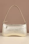 Shop_The House of Ganges_Silver Emily Checkered Shoulder Bag _at_Aza_Fashions