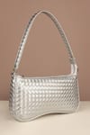 Buy_The House of Ganges_Silver Emily Checkered Pattern Shoulder Bag _at_Aza_Fashions