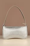 The House of Ganges_Silver Emily Checkered Pattern Shoulder Bag _Online_at_Aza_Fashions