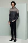 Buy_Varun Chakkilam_Black Twill, Cotton Grunge Diffused Geometric Print Shirt _at_Aza_Fashions