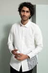 Shop_Varun Chakkilam_White Twill, Cotton Camouflage Placement Print Shirt _at_Aza_Fashions