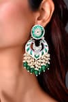 Buy_Ishhaara_Green Stone Embellished Earrings _at_Aza_Fashions