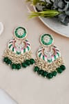 Shop_Ishhaara_Green Stone Embellished Earrings _at_Aza_Fashions