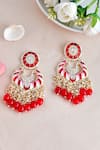 Shop_Ishhaara_Red Stone Bead Drops Earrings _at_Aza_Fashions