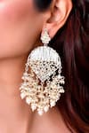 Buy_Ishhaara_White Stone Bead Embellished Earrings _at_Aza_Fashions