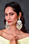 Ishhaara_White Stone Bead Embellished Earrings _Online_at_Aza_Fashions