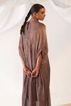 Buy_Itrh_Purple Silk, Cotton Embroidery V-neck Chevron Pattern Kaftan _Online_at_Aza_Fashions