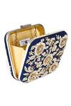 Buy_The Purple Sack_Blue Embroidery, Zari Raw Silk Zardozi Clutch 