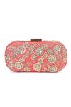The Purple Sack Peach Embroidery Raw Silk Flower Clutch Online at Aza Fashions The Purple Sack_Peach Embroidery Raw Silk Flower Clutch _Online_at_Aza_Fashions