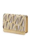 Buy_The Purple Sack_Gold Hand Embroidery Raw Silk Geometric Clutch _Online_at_Aza_Fashions
