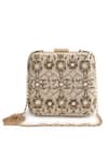 Buy_The Purple Sack_Beige Embroidery Mirror And Sequin Clutch _at_Aza_Fashions