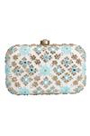 Shop_The Purple Sack_Blue Embroidery, Mirrors Work Hand Clutch _at_Aza_Fashions