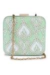 Buy_The Purple Sack_Green Embroidery Hand Clutch _at_Aza_Fashions