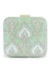 Shop_The Purple Sack_Green Embroidery Hand Clutch _at_Aza_Fashions